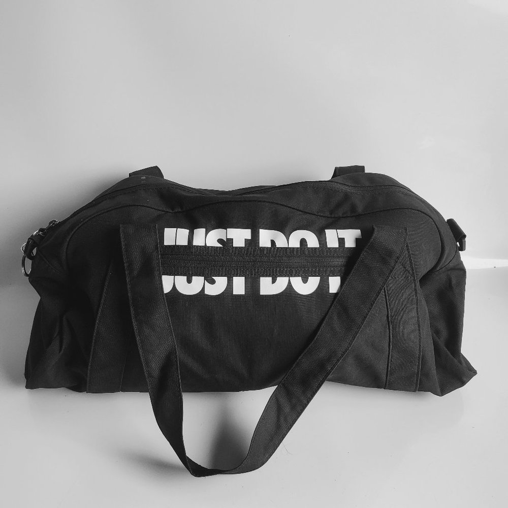 Nike Unisex Black Just Do It Double Handle Duffel Gym Travel Bag